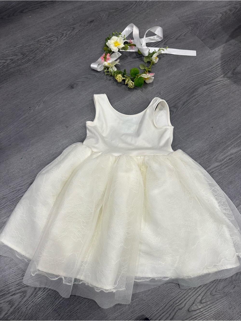 H&M Ivory Floral Tulle Party Dress for Girls